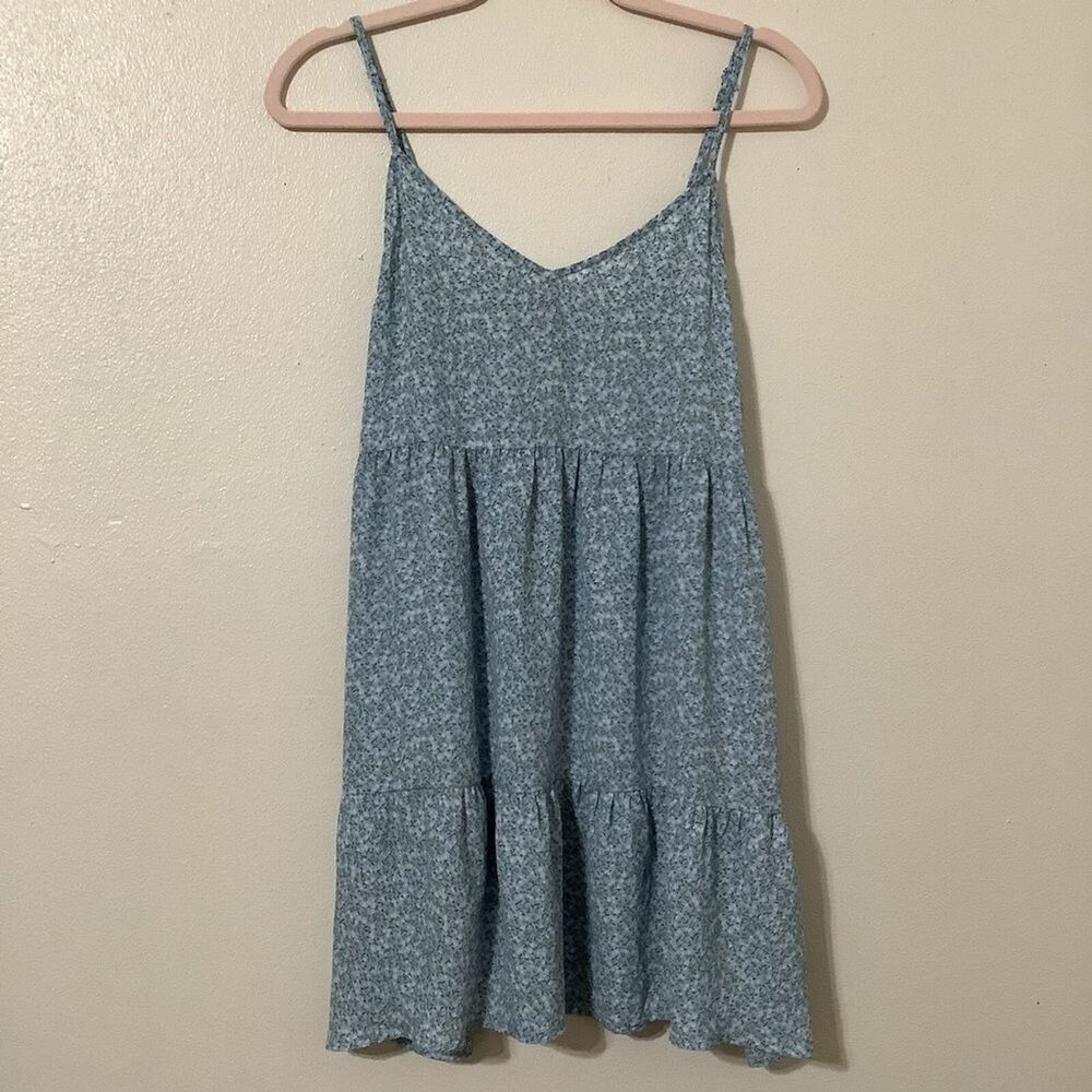 Forever 21 Blue Floral Cottagecore Summer‎ Boho Midi Babydoll Fairy Dress Small